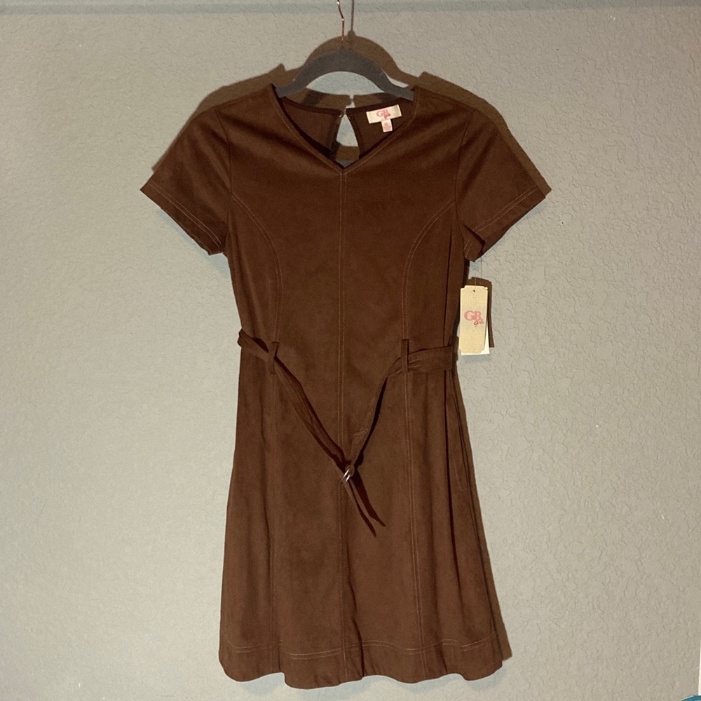 Gianni Bini Girls Brown Suede Dress with Belt